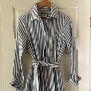 Tuckernuck Blue and White Striped Shirt Midi Dress